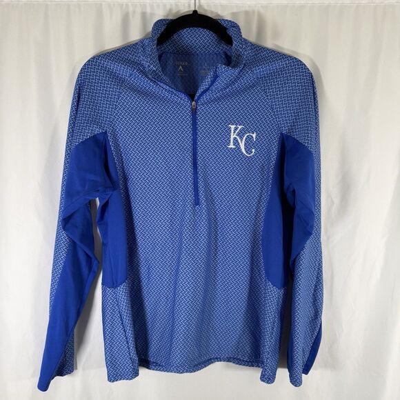 Antigua Sweaters - Kansas City Royals Sweater Women's Large Blue 1/4 Zip Long Sleeve Antigua